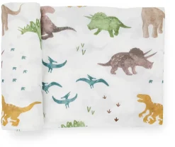 Little Unicorn Stretch Knit Swaddle Blanket - Dino Pals