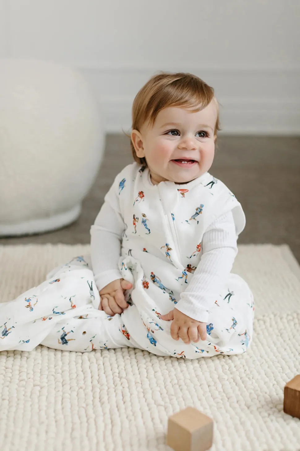 Loulou Lollipop Lightweight Muslin Sleep Bag, 0-6 m - Football