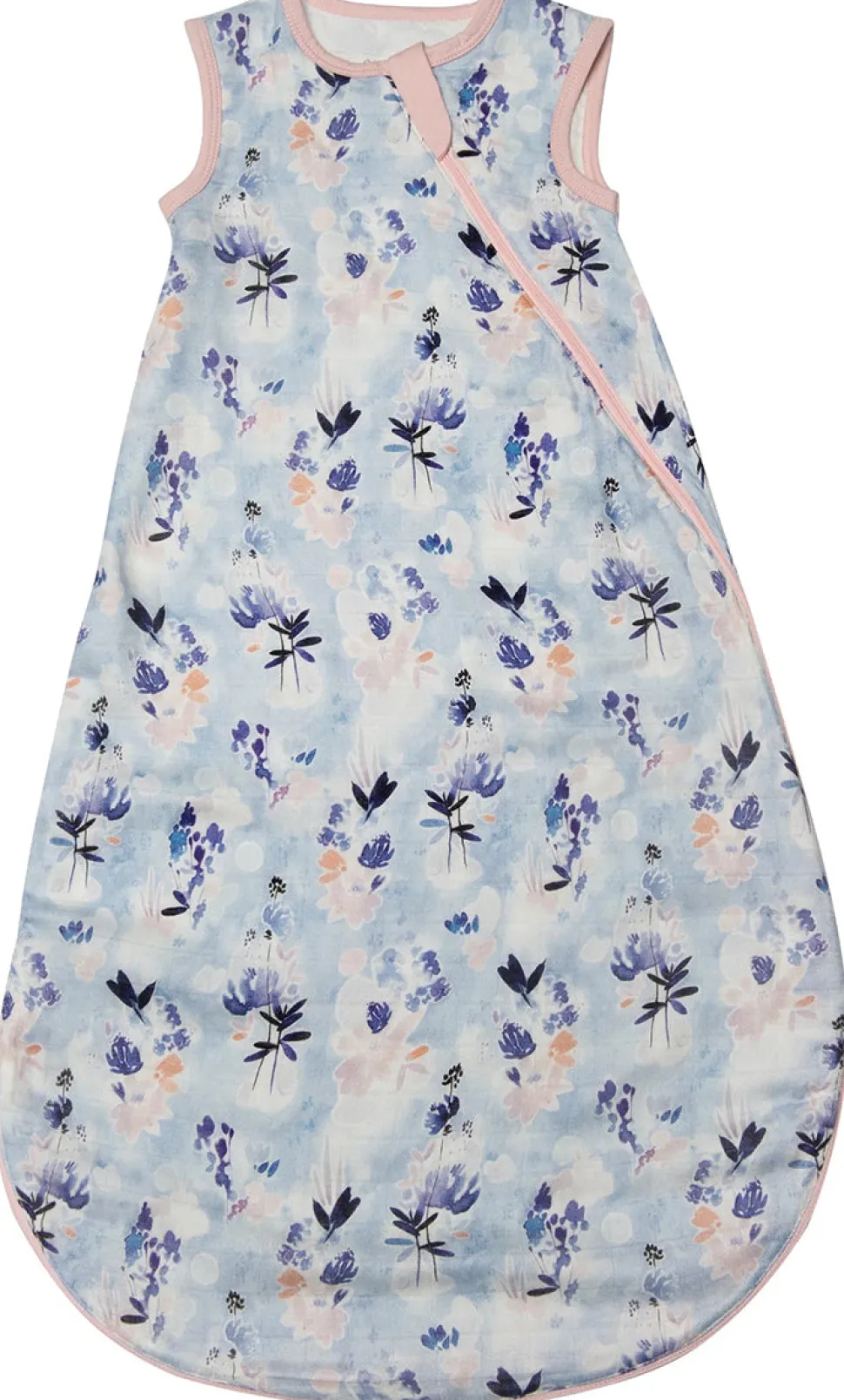 Loulou Lollipop Lightweight Muslin Sleep Bag, 0-6 m - Ink Floral