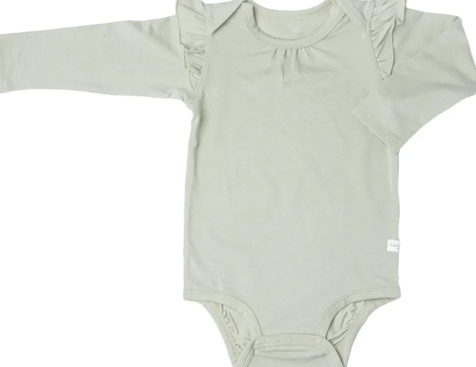 Loulou Lollipop Long Sleeve Bodysuit in TENCEL - Sage (0-3 M)