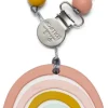 Loulou Lollipop Silicone Teether with Clip - Pastel Rainbow