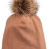 Loulou Lollipop Waffle Pom Pom Hat, 6-12 Months - Cinnamon