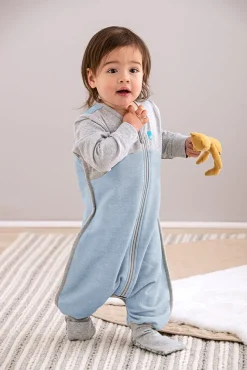 Love To Dream Long Sleeve Sleep Suit Organic Cotton Mild, 24-36 M - Dusty Blue