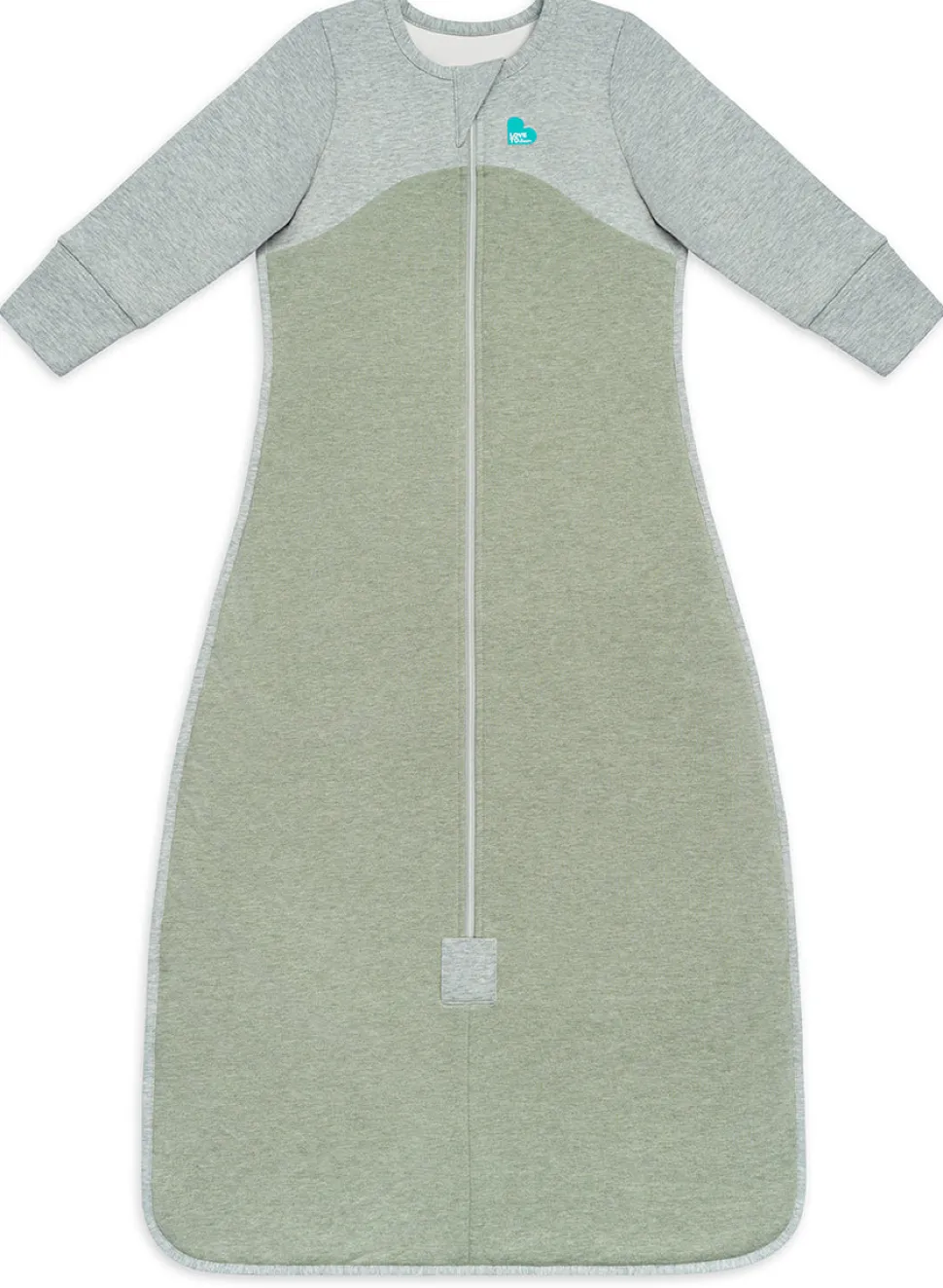 Love To Dream Long Sleeve Sleep Bag Organic Cotton Fleece Mild, 6-18 M - Olive Marl