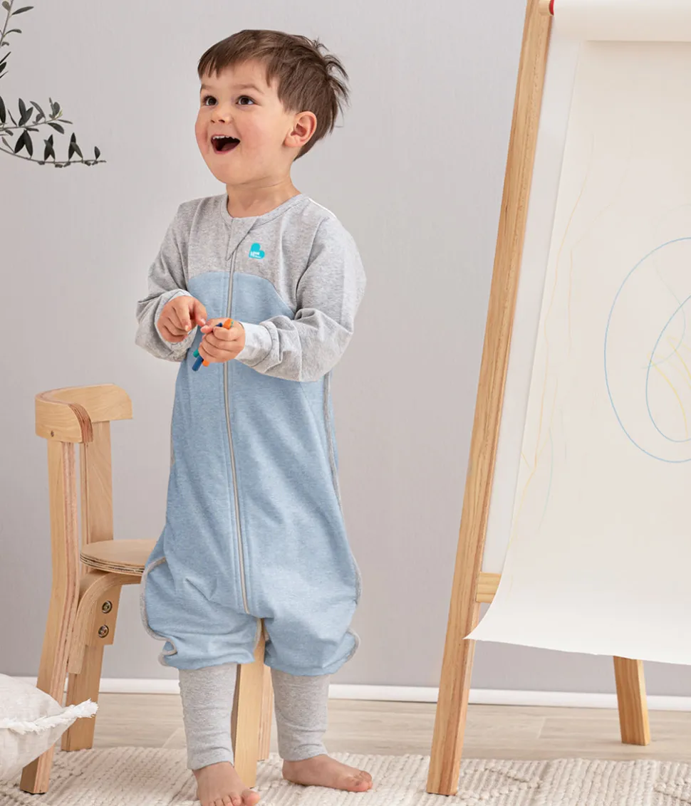 Love To Dream Long Sleeve Sleep Suit Organic Cotton Mild, 6-12 M - Dusty Blue