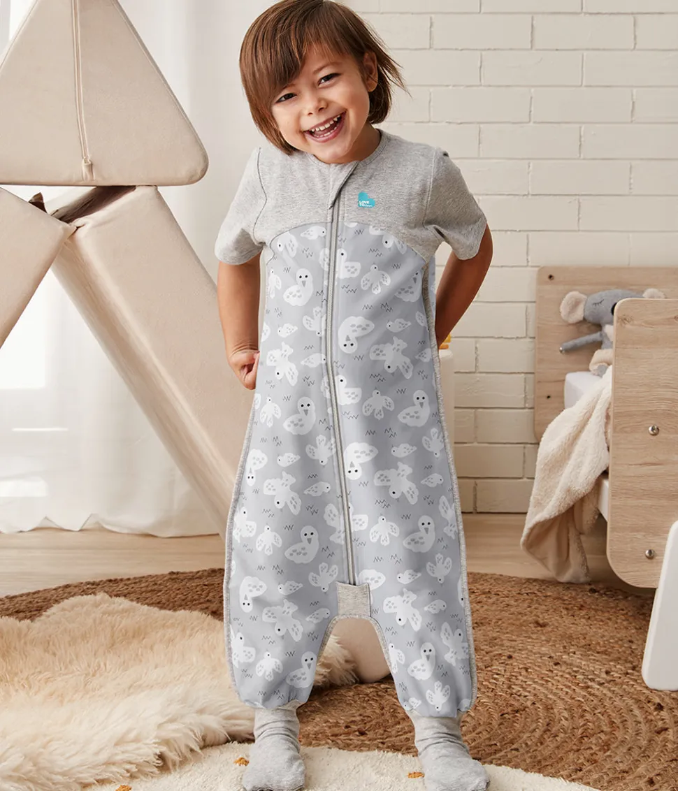 Love To Dream Short Sleeve Sleep Suit Organic Cotton Mild, 12-24 M - Doves Grey