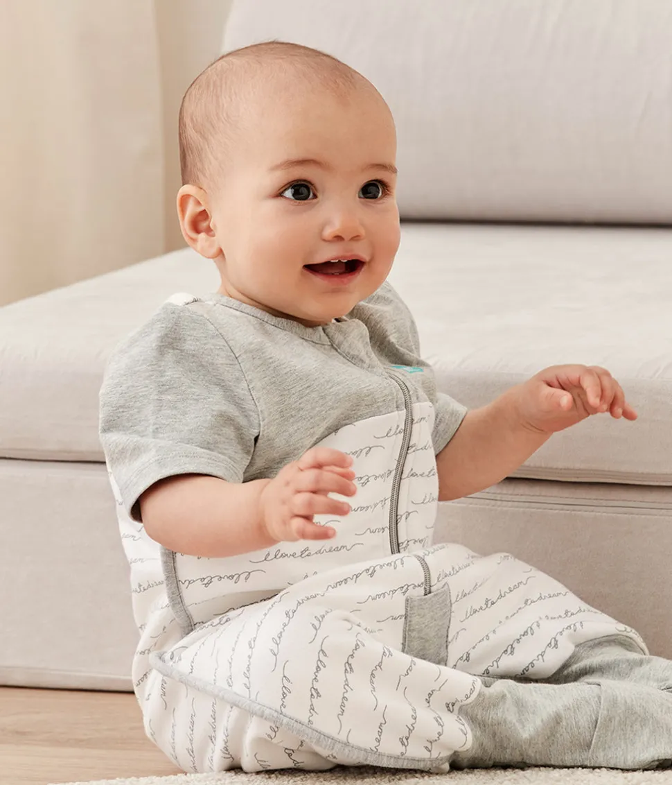 Love To Dream Short Sleeve Sleep Suit Organic Cotton Mild, 12-24 M - Dreamer White