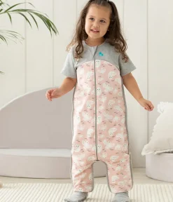 Love To Dream Short Sleeve Sleep Suit Organic Cotton Mild, 6-12 M - Doves Dusty Pink