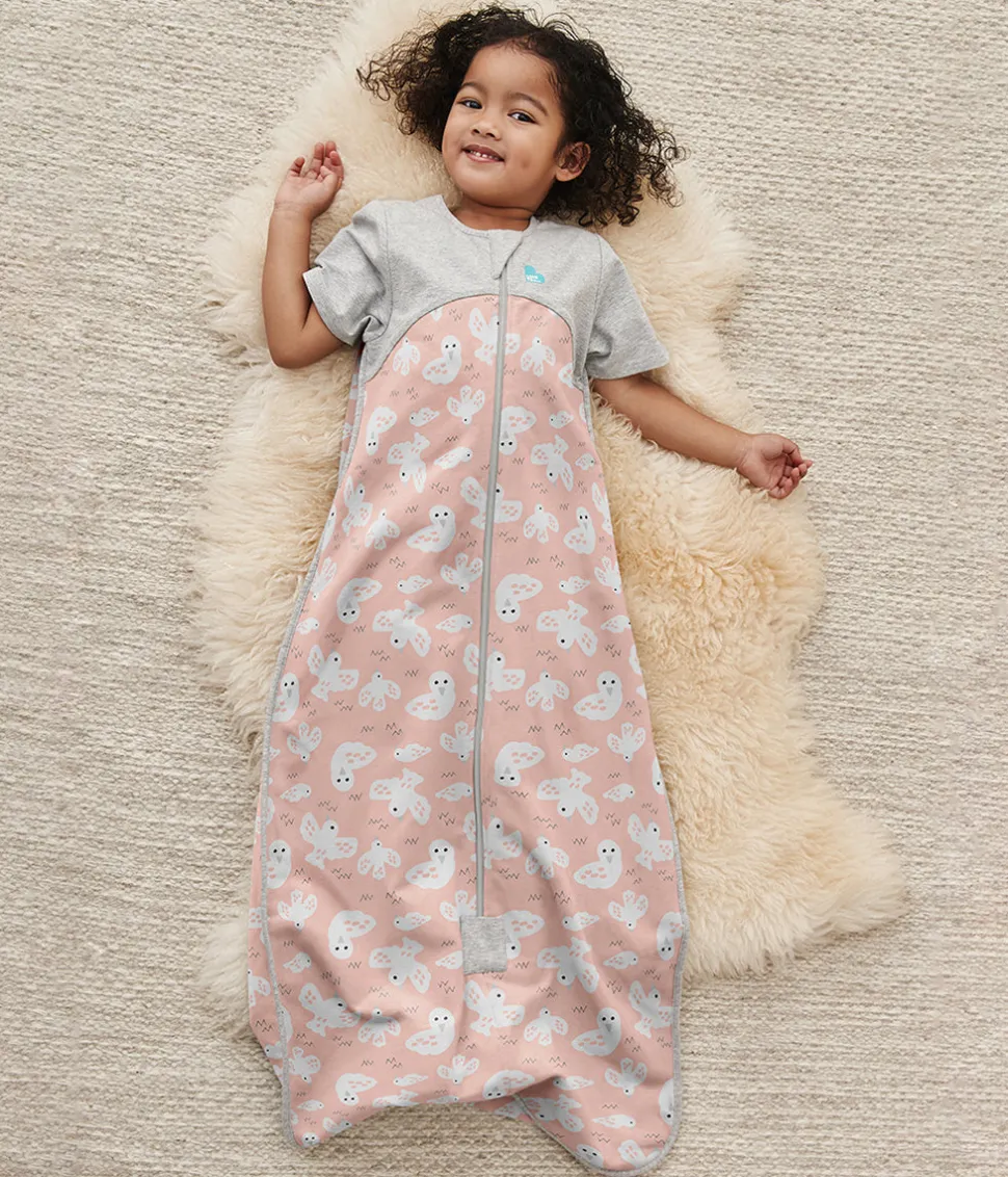 Love To Dream Short Sleeve Sleep Bag Organic Cotton Mild, 6-18 M - Doves Dusty Pink