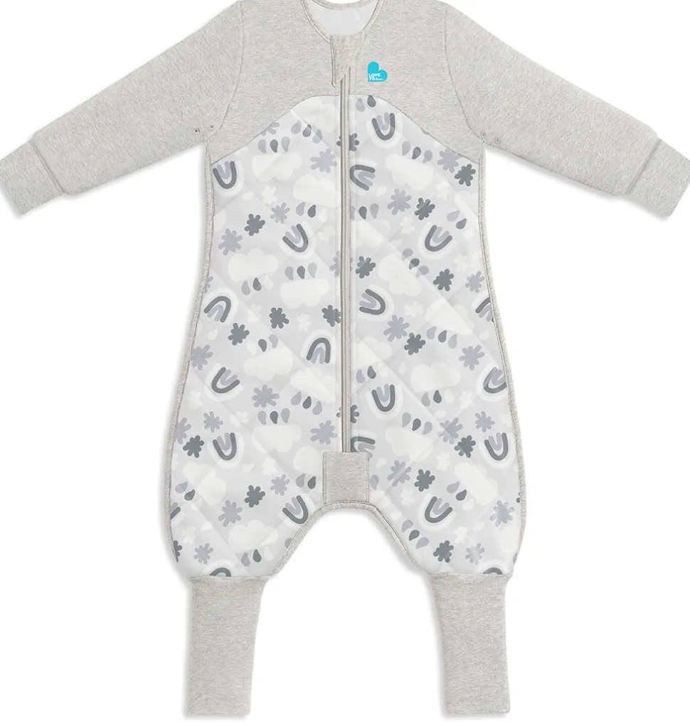 Love To Dream Sleep Suit Quilted Organic Cotton/Merino Wool 2.5 TOG, 6-12 M - Rain to Rainbow Grey