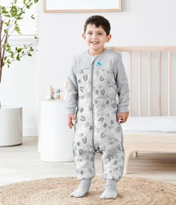 Love To Dream Sleep Suit Quilted Organic Cotton/Merino Wool 2.5 TOG, 6-12 M - Rain to Rainbow Grey