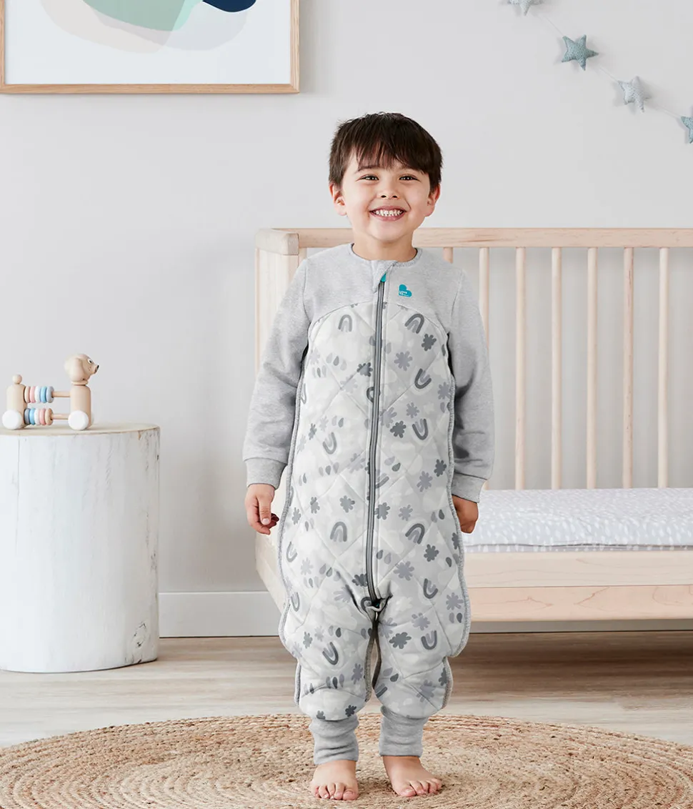Love To Dream Sleep Suit Quilted Organic Cotton/Merino Wool 2.5 TOG, 6-12 M - Rain to Rainbow Grey
