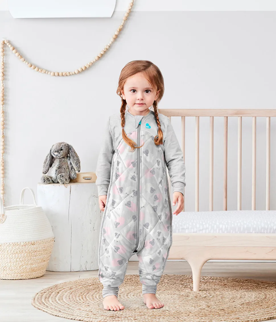 Love To Dream Sleep Suit Quilted Organic Cotton/Merino Wool 2.5 TOG, 6-12 M - Bah Bah Sheep Pink