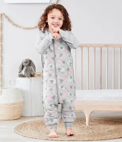 Love To Dream Sleep Suit Quilted Organic Cotton/Merino Wool 2.5 TOG, 6-12 M - Bah Bah Sheep Pink