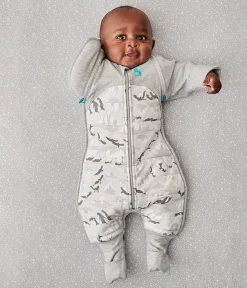 Love To Dream Swaddle UP Transition Suit Quilted Cotton 3.5 TOG, Large - Penguin Parade Grey
