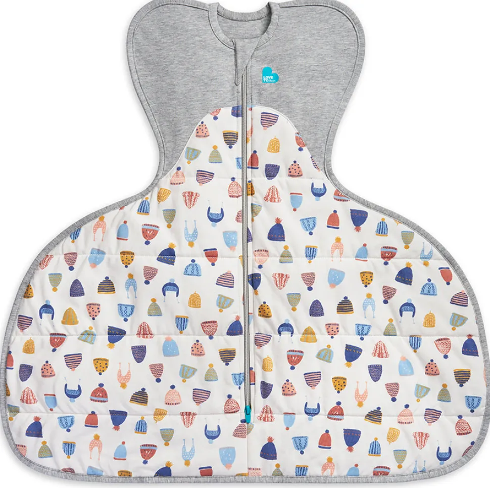 Love To Dream Swaddle UP Designer Collection Hip Harness Quilted Cotton 2.5 TOG, Small - Happy Hats White