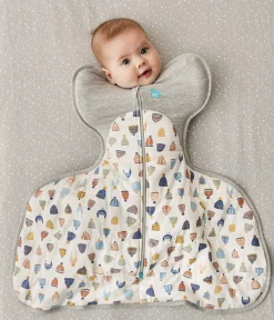 Love To Dream Swaddle UP Designer Collection Hip Harness Quilted Cotton 2.5 TOG, Small - Happy Hats White