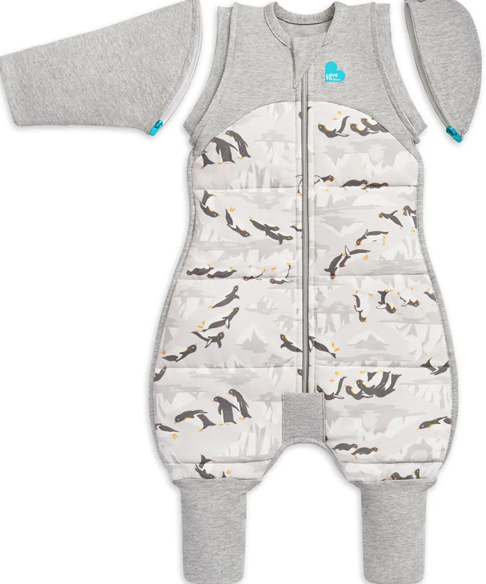 Love To Dream Swaddle UP Transition Suit Quilted Cotton 3.5 TOG, Medium - Penguin Parade Grey
