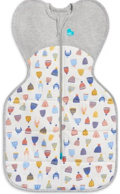 Love To Dream Swaddle UP Designer Collection Quilted Cotton 2.5 TOG, Small - Happy Hats White