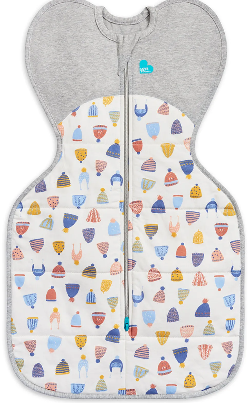 Love To Dream Swaddle UP Designer Collection Quilted Cotton 2.5 TOG, Small - Happy Hats White