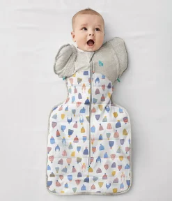 Love To Dream Swaddle UP Designer Collection Transition Bag Quilted Cotton 2.5 TOG, Medium - Happy Hats White