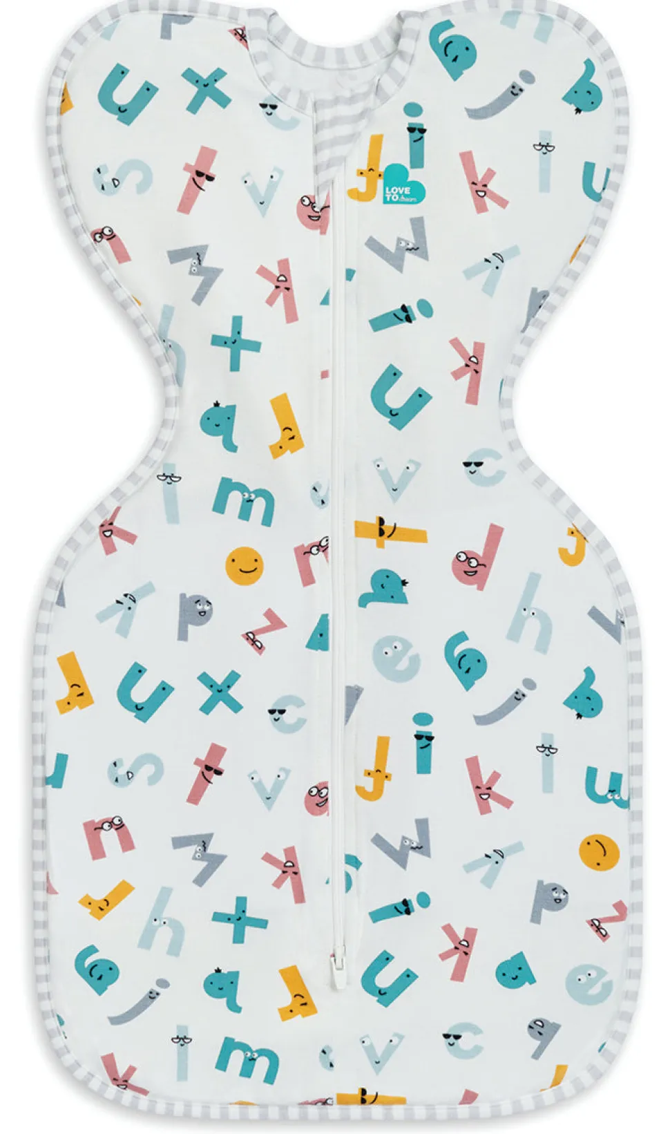 Love To Dream Swaddle UP Ecovero Moderate, Medium - Alphabet Soup White