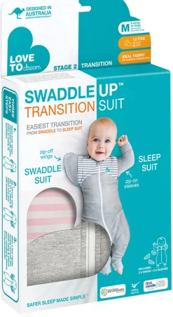 Love to Dream Swaddle UP Transition Suit, 1.0 TOG, Medium - Pink