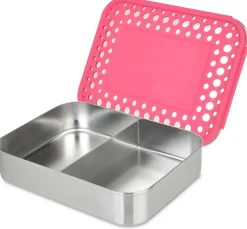 LunchBots Medium Duo Bento 2 Compartment Lunch Box - Pink Dots