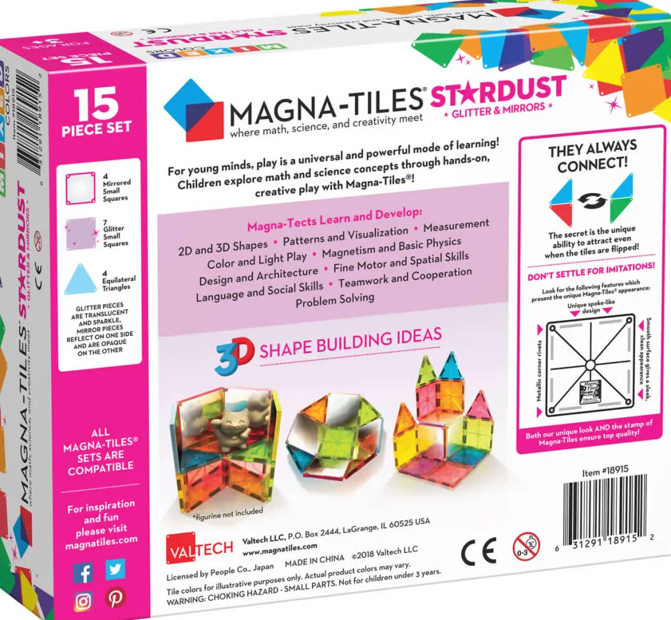 Magna-Tiles Stardust 15-Piece Set