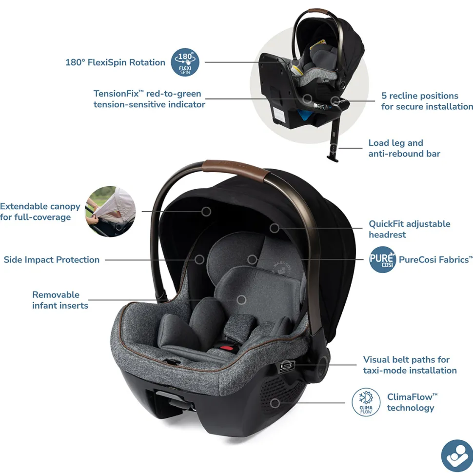 Maxi-Cosi Peri 180 Rotating Infant Car Seat - Onyx Wonder