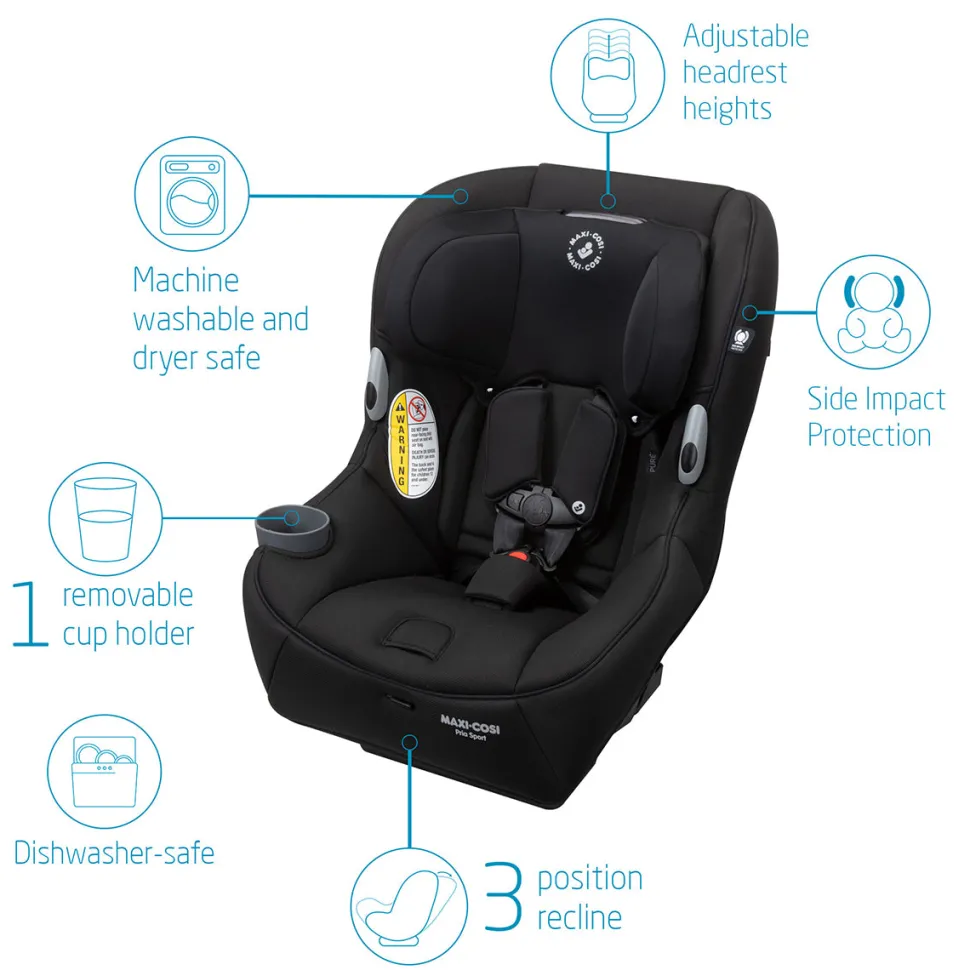 Maxi-Cosi Pria Sport 2-in-1 Convertible Car Seat - Midnight Black (PureCosi)
