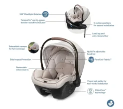 Maxi-Cosi Tana 360 + Peri 180 Rotating Infant Car Seat Travel System + Bassinet Bundle - Onyx Heritage