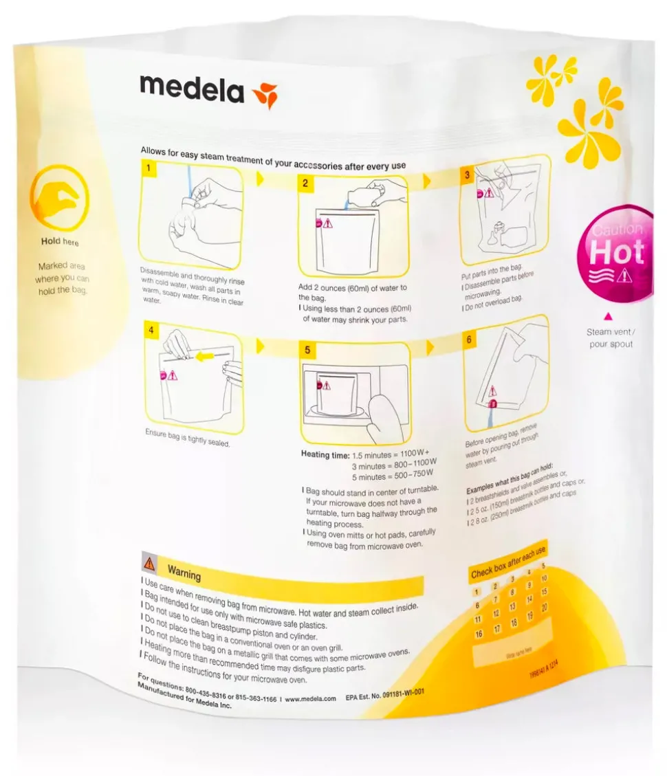 Medela Quick Clean Micro-Steam Bags, 5ct