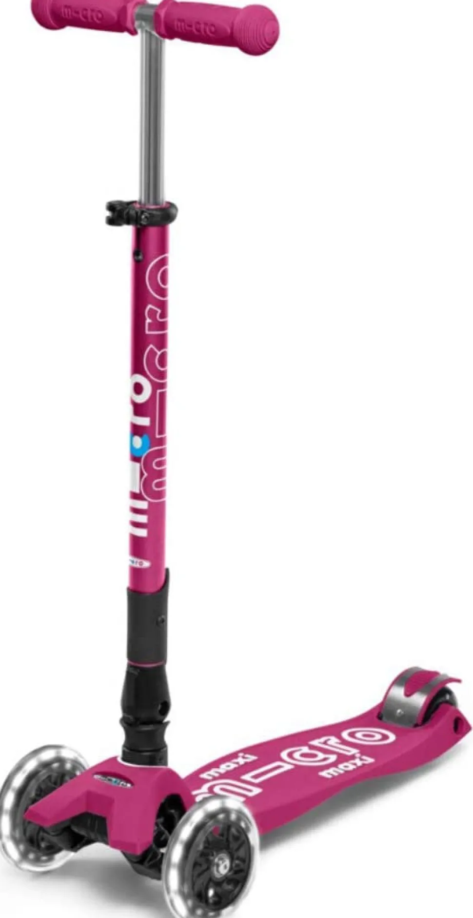 Micro Kickboard Maxi Deluxe Foldable LED Scooter - Berry Red