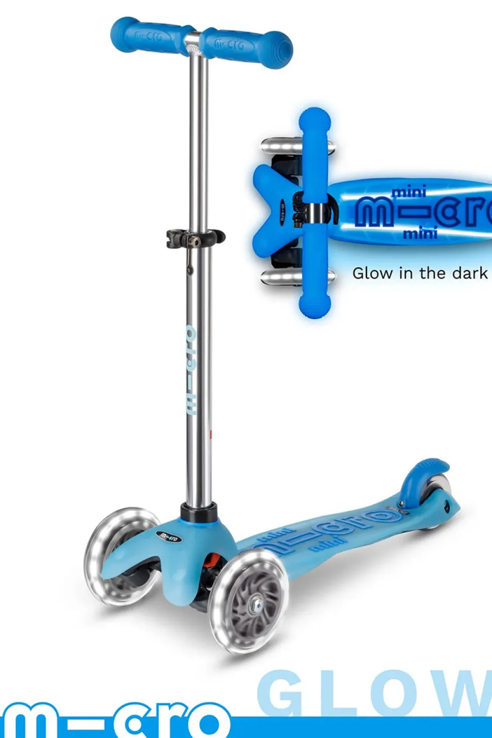 Micro Kickboard Micro Mini Glow Plus LED Scooter (2-5 years) - Arctic Blue