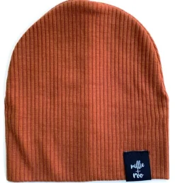 millie+roo Rib Beanie - Rust, Medium (18M-4Y)