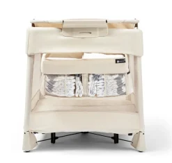 4moms Breeze 5 Plus Playard + Diaper Storage Caddy Bundle - Birch