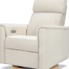 Monogram by Namesake Willa Plus Electric Glider Recliner w/ Electric Headrest - Ivory Boucle w/Light Wood Base