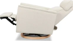 Monogram by Namesake Willa Plus Electric Glider Recliner w/ Electric Headrest - Ivory Boucle w/Light Wood Base