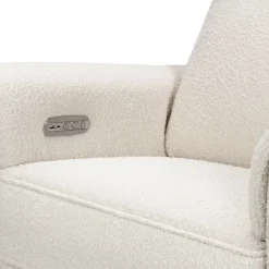 Monogram by Namesake Willa Plus Electric Glider Recliner w/ Electric Headrest - Ivory Boucle w/Light Wood Base