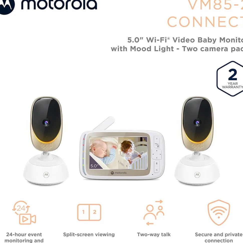 Motorola VM85 Connect 5" Wi-Fi Video Baby Monitor with Mood Light - 2 Camera Pack