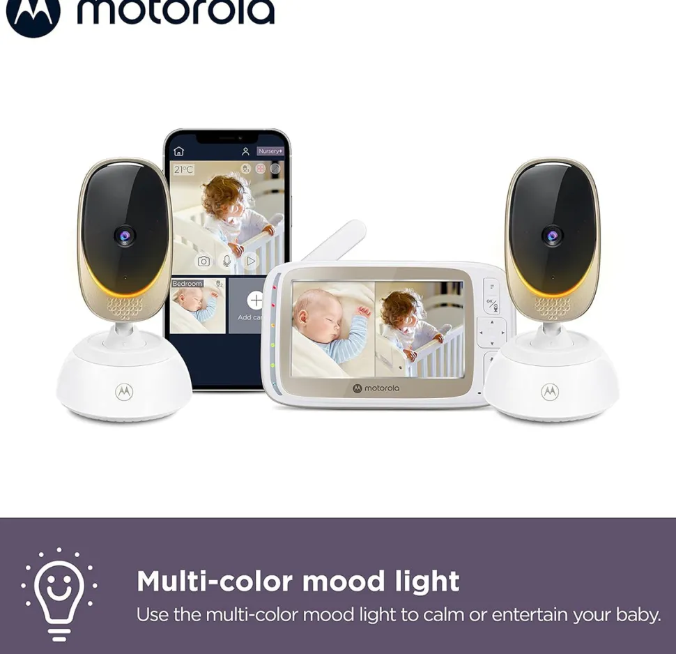 Motorola VM85 Connect 5" Wi-Fi Video Baby Monitor with Mood Light - 2 Camera Pack