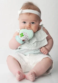 Munch Mitt Teething Mitten - Mint Green Triangles