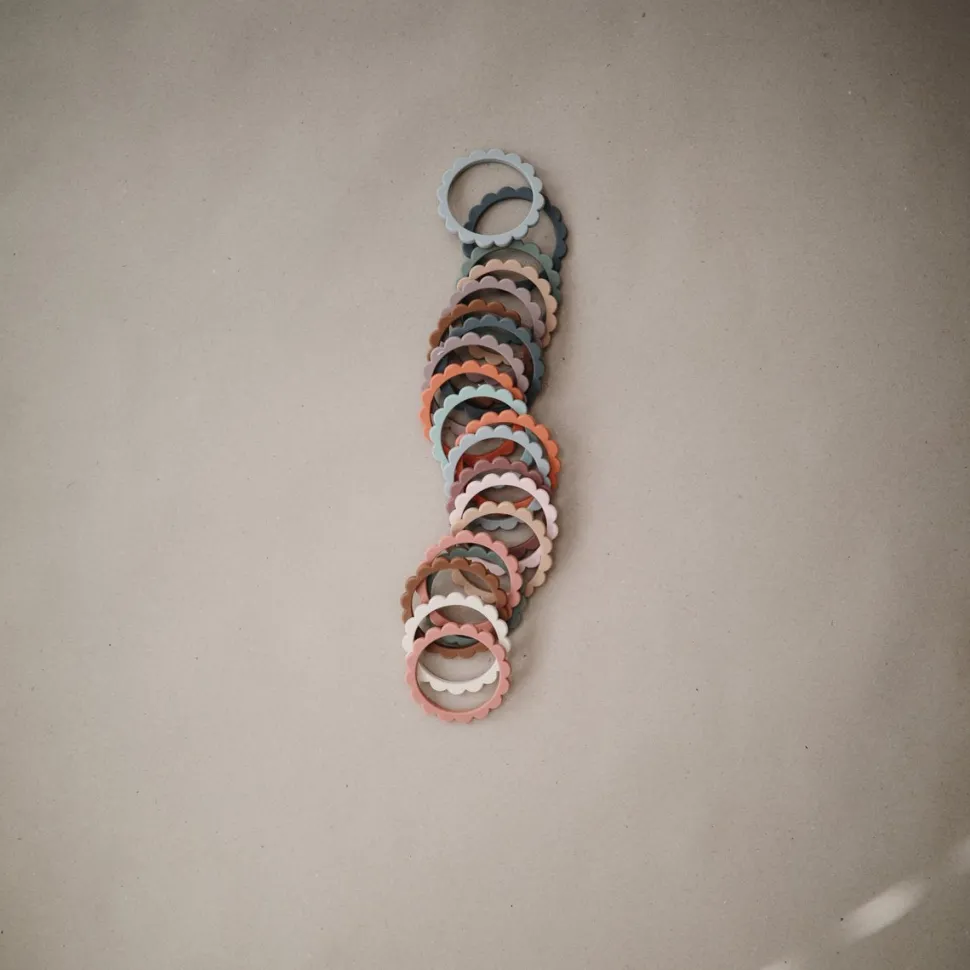 Mushie Flower Teething Bracelet 3-Pack - Steel/Dove Gray/Stone