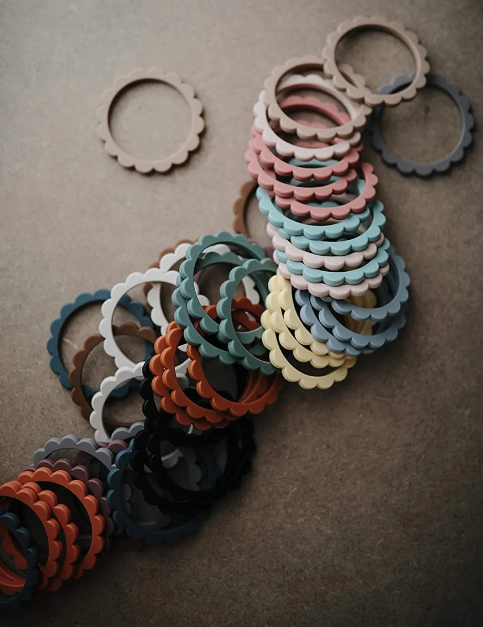 Mushie Flower Teething Bracelet 3-Pack - Sunshine/Dried Thyme/Clay