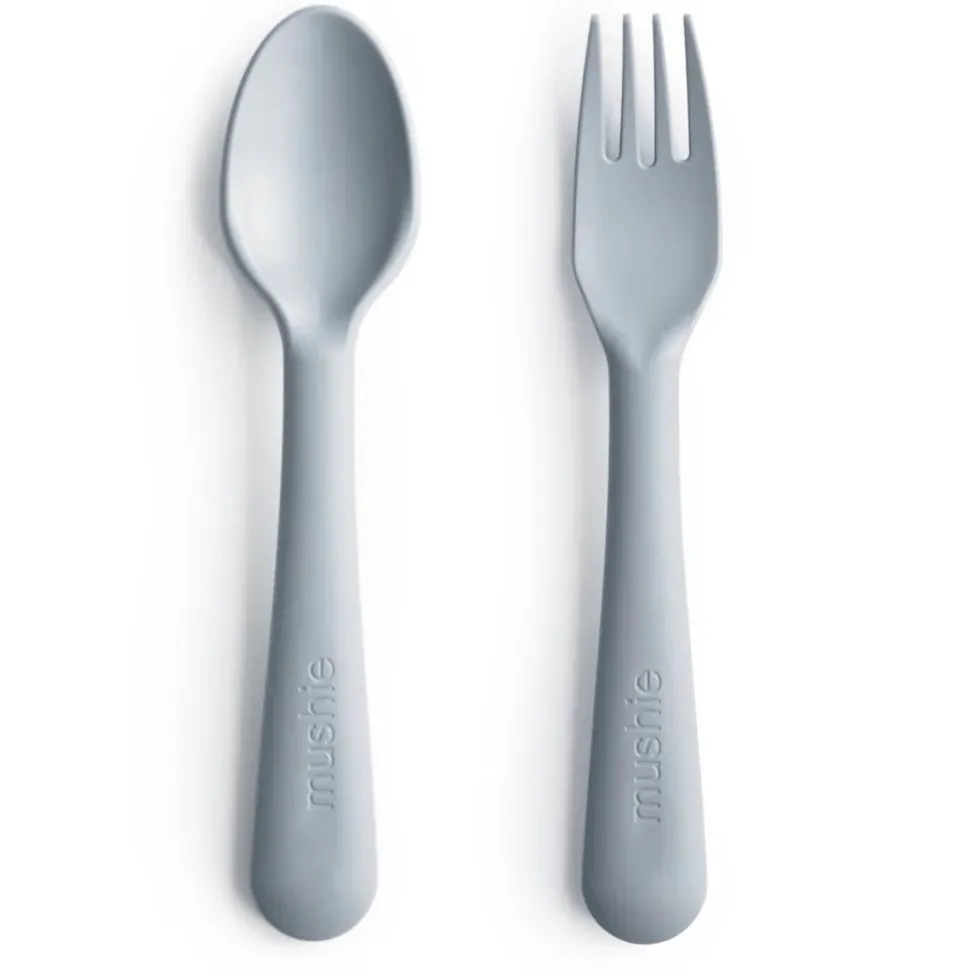Mushie Fork and Spoon Set - Cloud