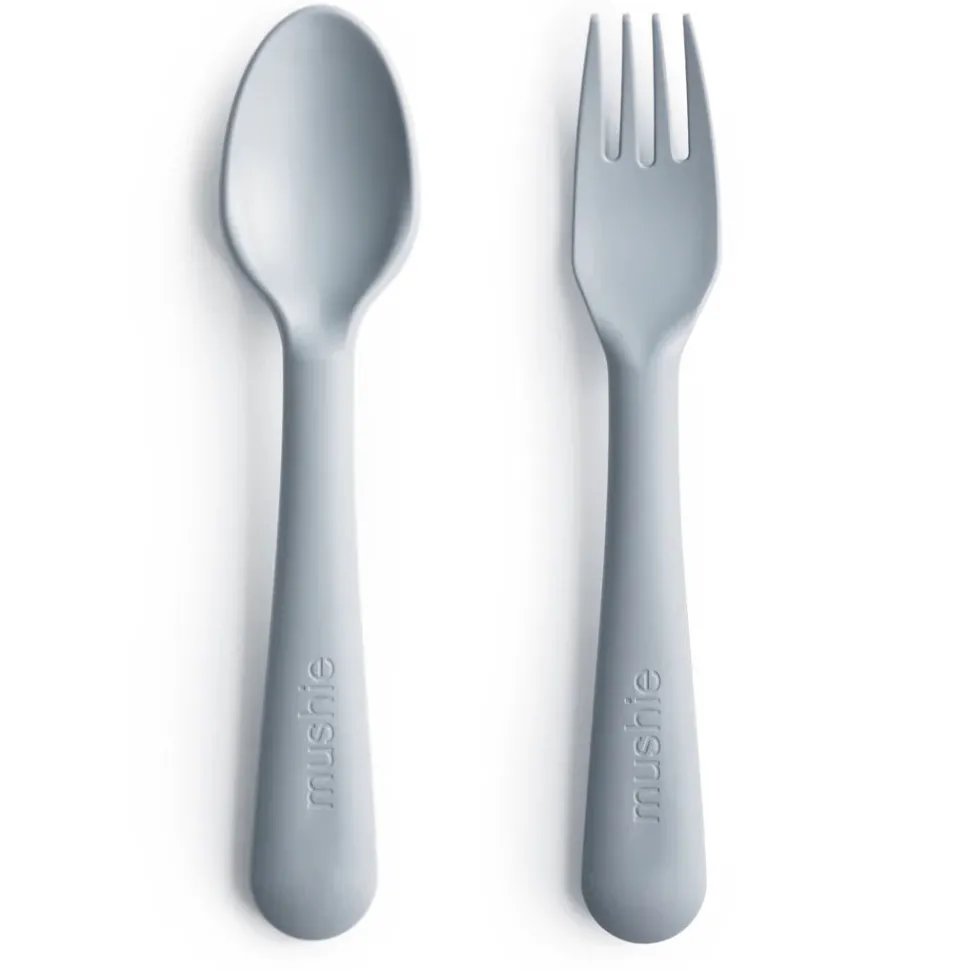 Mushie Fork and Spoon Set - Cloud