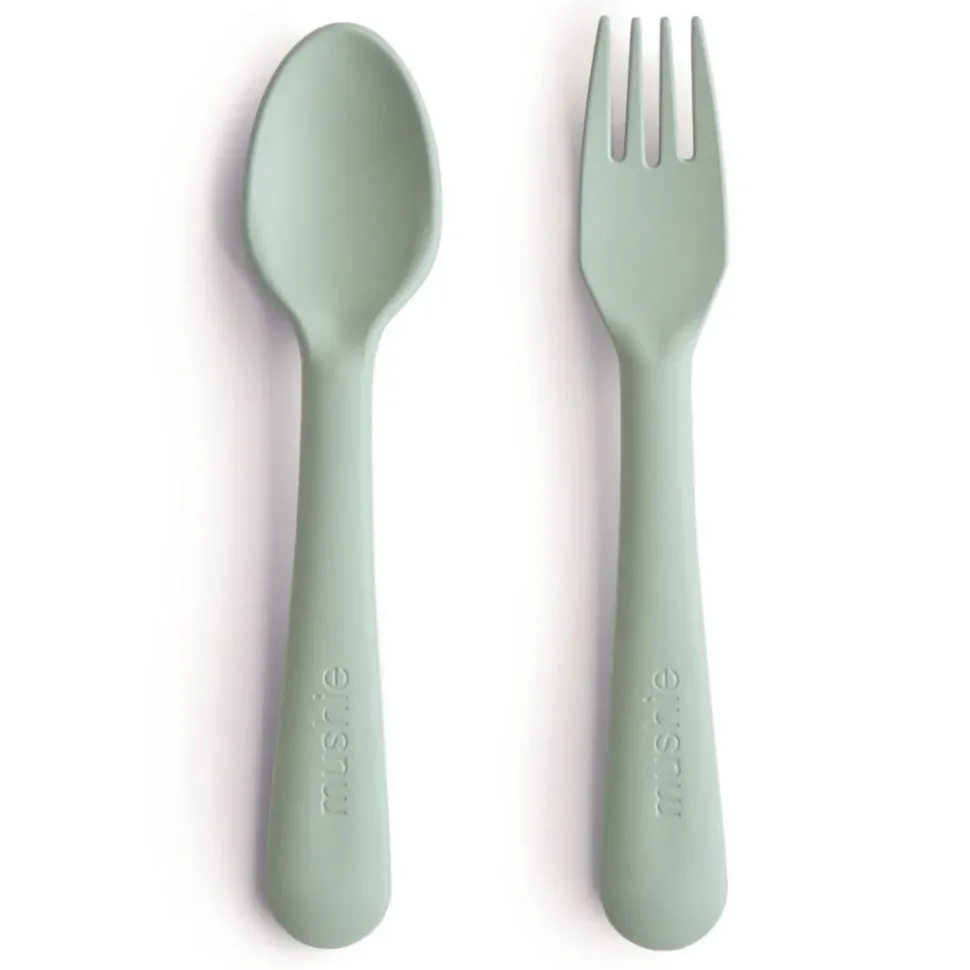 Mushie Fork and Spoon Set - Sage