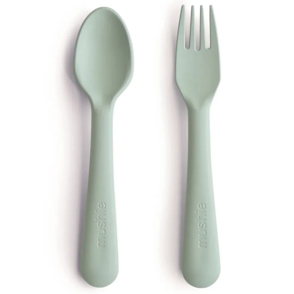 Mushie Fork and Spoon Set - Sage
