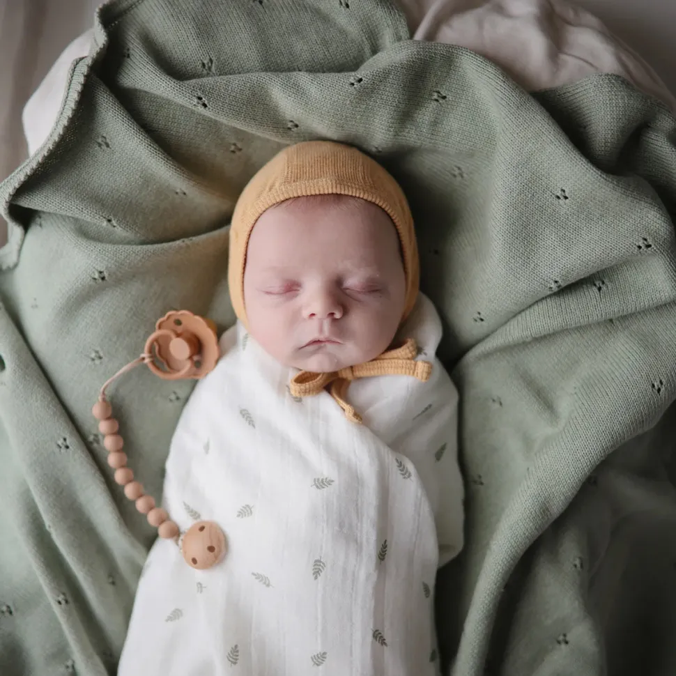 Mushie Organic Cotton Muslin Swaddle Blanket - Leaves